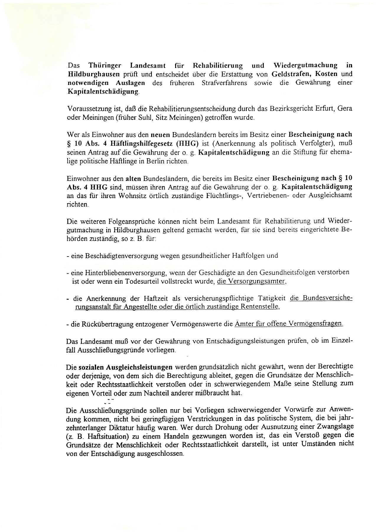 Historisches Merkblatt, Stand 1993, Seite 2, geschwärzte Fassung
